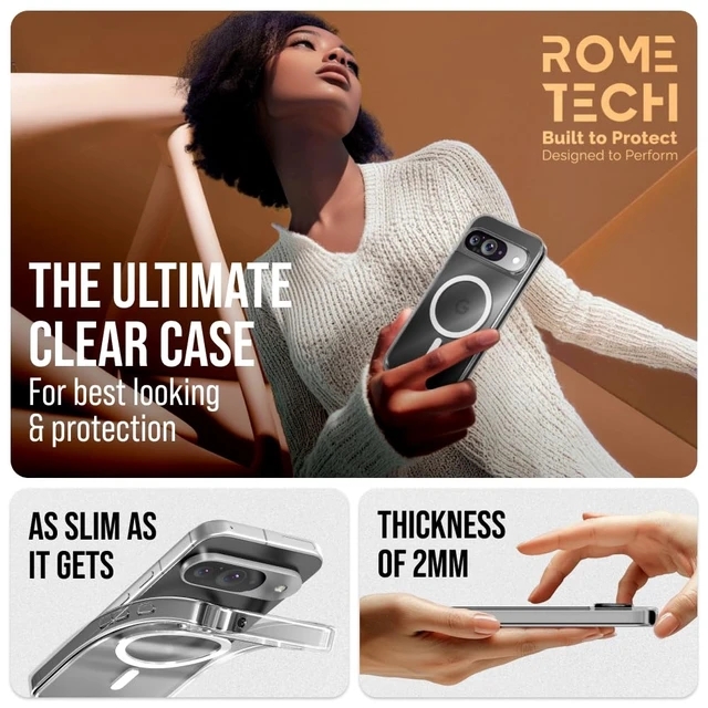 Alt view image 3 of 6 - Google Pixel 9 / 9 Pro 6.3"(2024) Hybrid Shockproof Clear Slim Acrylic Case with MagSafe
