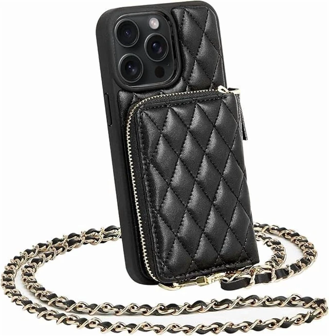 Main image of Apple iPhone 15 Pro Max (2023) Rome Tech Crossbody Wallet Case - Black