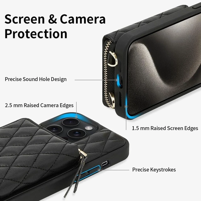 Alt view image 2 of 4 - Apple iPhone 15 Pro Max (2023) Rome Tech Crossbody Wallet Case - Black
