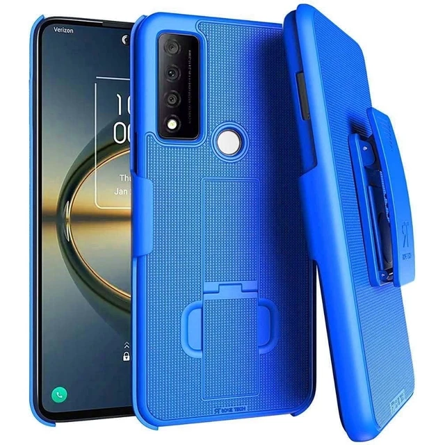 Alt view image 6 of 7 - TCL 30 XE 5G 6.52" (2022) Rome Tech Rome Tech Shell Holster Combo Case - Blue
