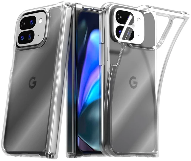 Main image of Google Pixel 9 Pro Fold (2024) Hybrid Shockproof Clear Slim Acrylic Case Cover Flexible Hinge Rib