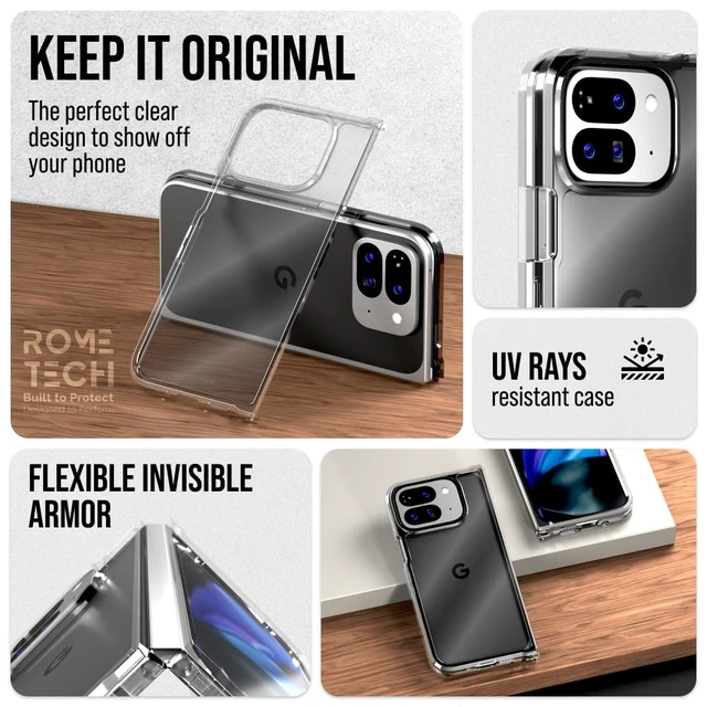 Alt view image 4 of 5 - Google Pixel 9 Pro Fold (2024) Hybrid Shockproof Clear Slim Acrylic Case Cover Flexible Hinge Rib