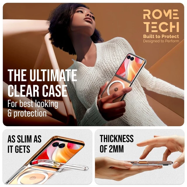 Alt view image 3 of 6 - Motorola Razr 50 Ultra / Razr+ (2024) Hybrid Shockproof Clear Slim Acrylic Case Cover Flexible Hinge Rib with MagSafe