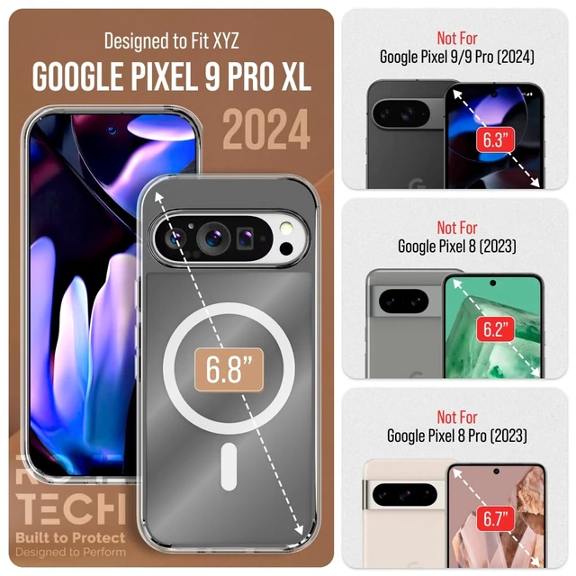 Alt view image 2 of 6 - Google Pixel 9 Pro XL 6.8" (2024) Hybrid Shockproof Clear Slim Acrylic Case with MagSafe