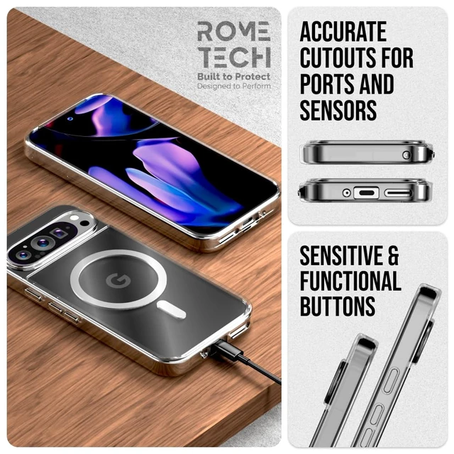 Alt view image 5 of 6 - Google Pixel 9 Pro XL 6.8" (2024) Hybrid Shockproof Clear Slim Acrylic Case with MagSafe