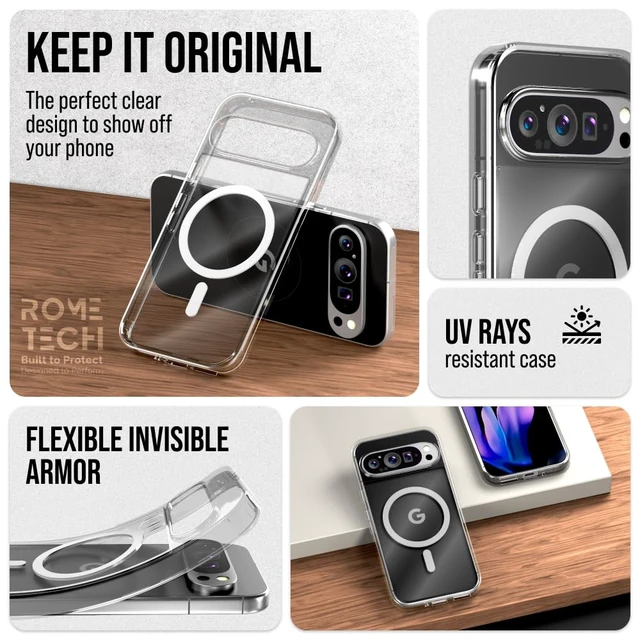 Alt view image 4 of 6 - Google Pixel 9 Pro XL 6.8" (2024) Hybrid Shockproof Clear Slim Acrylic Case with MagSafe