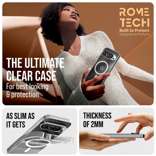 Alt view image 3 of 6 - Google Pixel 9 Pro XL 6.8" (2024) Hybrid Shockproof Clear Slim Acrylic Case with MagSafe