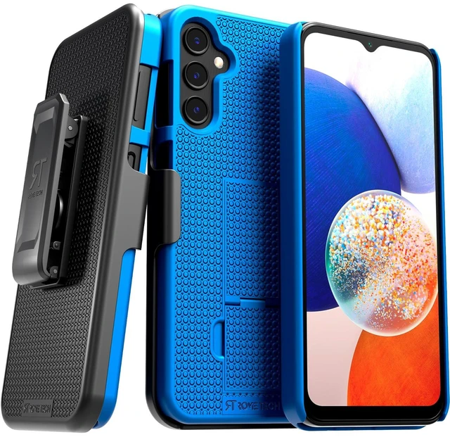 Main image of Designed for Samsung Galaxy A14 5G Case with Belt Clip Holster - Kickstand Cover Phone Case - Blue Case & Black Holster