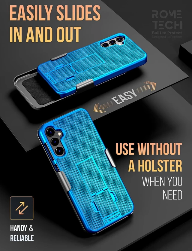 Alt view image 4 of 7 - Designed for Samsung Galaxy A14 5G Case with Belt Clip Holster - Kickstand Cover Phone Case - Blue Case & Black Holster