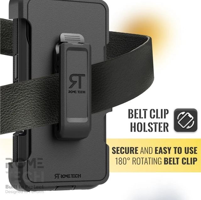 Alt view image 5 of 7 - Rome Tech for Apple iPhone 16 Plus Case with Belt Clip Holster & Kickstand, Protective Dual-Layer Shockproof Phone Case and 3-Pack Tempered Glass Screen Protector for iPhone 16 Plus - Black