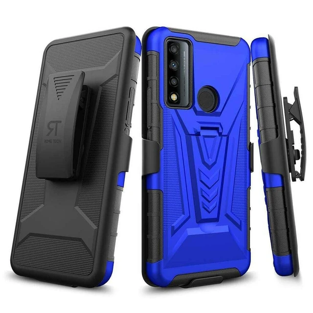 Alt view image 7 of 7 - TCL 4X 5G / 20A 5G 6.5" (2021) Rome Tech Dual-Layer Holster Case - Blue