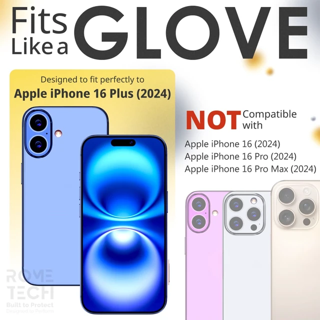 Alt view image 2 of 7 - Rome Tech for Apple iPhone 16 Plus Case with Belt Clip Holster & Kickstand, Protective Dual-Layer Shockproof Phone Case and 3-Pack Tempered Glass Screen Protector for iPhone 16 Plus - Black & Blue