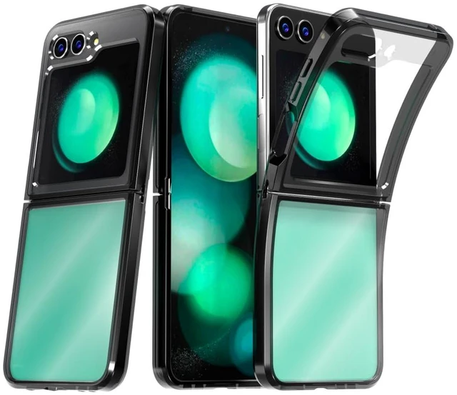 Main image of Samsung Galaxy Z Flip5 Hybrid Shockproof Clear Slim Acrylic Case Cover Flexible Hinge Rib
