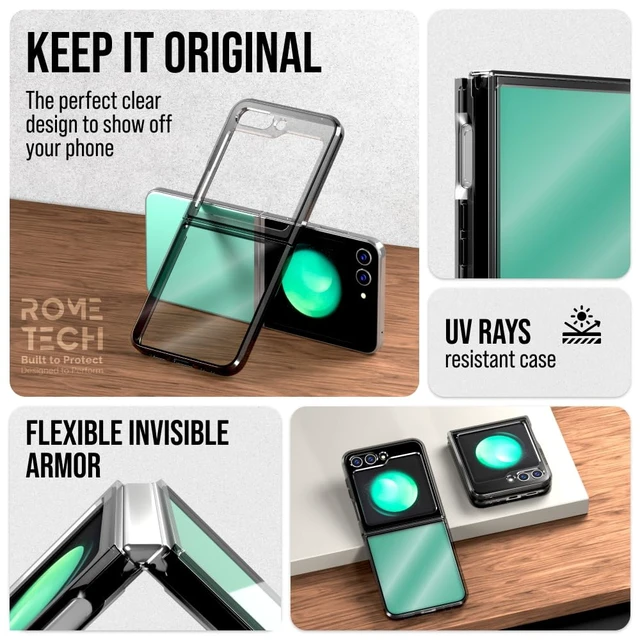 Alt view image 4 of 5 - Samsung Galaxy Z Flip5 Hybrid Shockproof Clear Slim Acrylic Case Cover Flexible Hinge Rib
