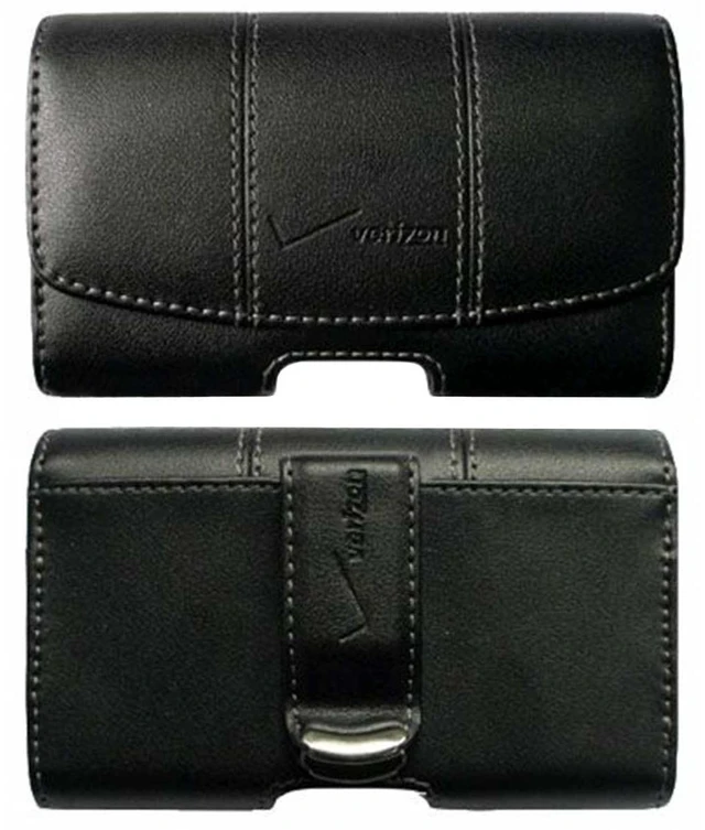 Main image of Verizon Universal Leather Pouch with Rotating Clip - Black