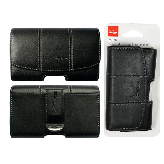 Alt view image 2 of 4 - Verizon Universal Leather Pouch with Rotating Clip - Black