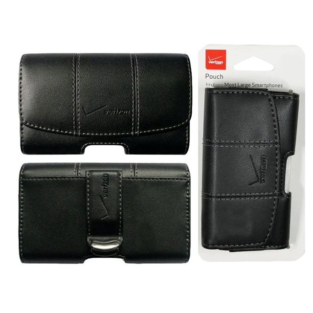 Alt view image 4 of 4 - Verizon Universal Leather Pouch with Rotating Clip - Black