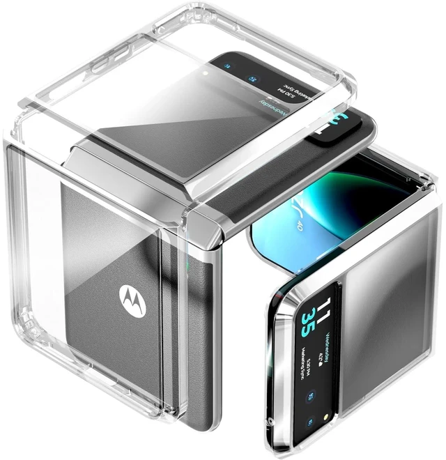 Main image of Motorola Razr 40 / Razr (2023) Hybrid Shockproof Clear Slim Acrylic Case Cover Flexible Hinge Rib
