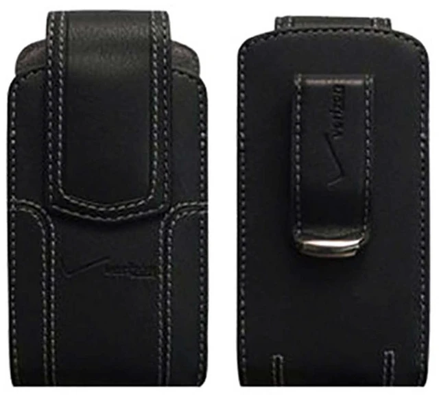 Main image of Verizon Universal Leather Pouch Case with Clip - Black