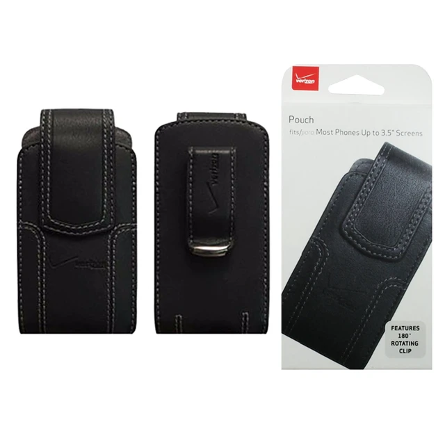 Alt view image 5 of 6 - Verizon Universal Leather Pouch Case with Clip - Black