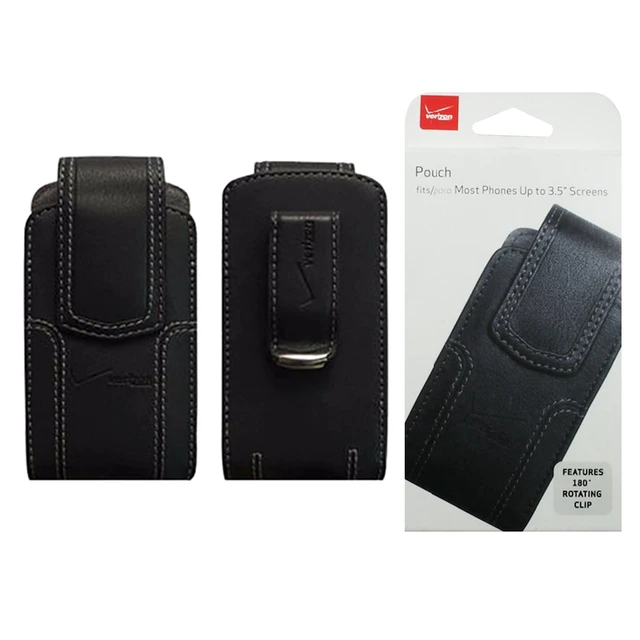 Alt view image 6 of 6 - Verizon Universal Leather Pouch Case with Clip - Black