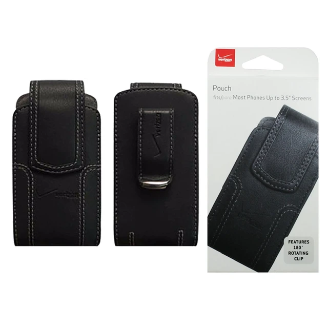 Alt view image 2 of 6 - Verizon Universal Leather Pouch Case with Clip - Black