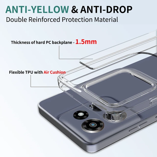 Alt view image 5 of 7 - Moto G Power 5G (2025) Hybrid Shockproof Clear Slim Acrylic Case