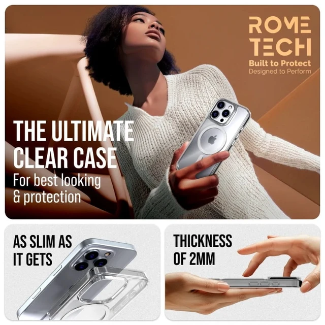 Alt view image 3 of 5 - Rome Tech Hybrid Case 2-Pack For iPhone 16 Pro Max - Clear, Clear / Black