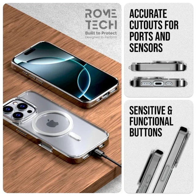 Alt view image 4 of 5 - Rome Tech Hybrid Case 2-Pack For iPhone 16 Pro Max - Clear, Clear / Black