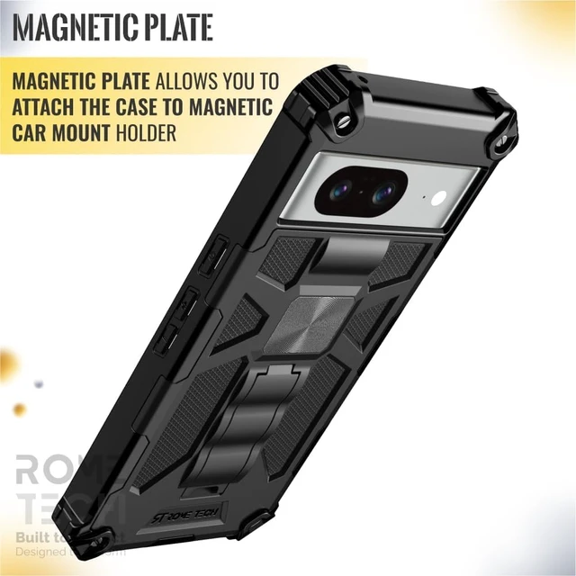 Alt view image 4 of 6 - Google Pixel 8 Armor Case with Kickstand & Magnetic Mount
