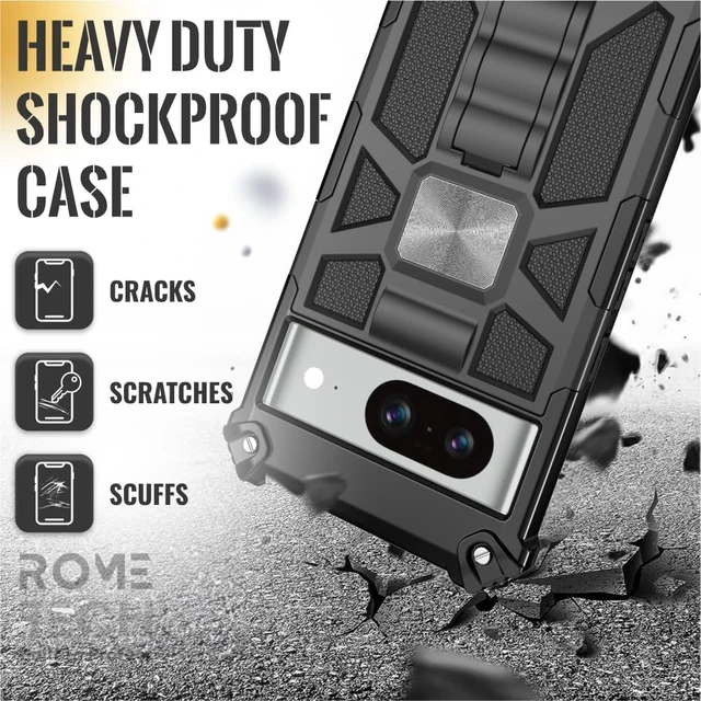 Alt view image 6 of 6 - Google Pixel 8 Armor Case with Kickstand & Magnetic Mount