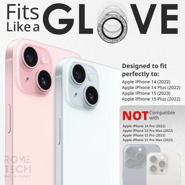 Alt view image 2 of 6 - Apple iPhone 15 (2023) Camera Lens Protector Glitter Powder Lens