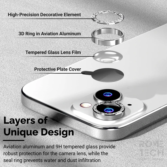 Alt view image 3 of 6 - Apple iPhone 15 (2023) Camera Lens Protector Glitter Powder Lens