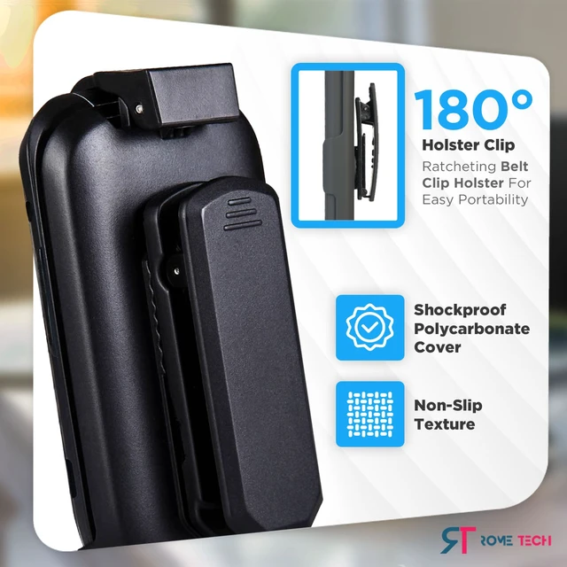 Alt view image 7 of 7 - Holster Case Heavy Duty Phone Cover with Belt Clip for LG Revere 3 - Black
