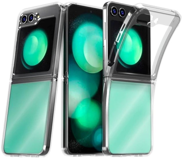 Main image of Samsung Galaxy Z Flip5 Hybrid Shockproof Clear Slim Acrylic Case Cover Flexible Hinge Rib