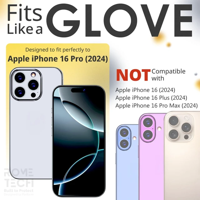 Alt view image 2 of 7 - Rome Tech for Apple iPhone 16 Pro Case with Belt Clip Holster & Kickstand, Protective Dual-Layer Shockproof Phone Case and 3-Pack Tempered Glass Screen Protector for iPhone 16 Pro - Black & Orange