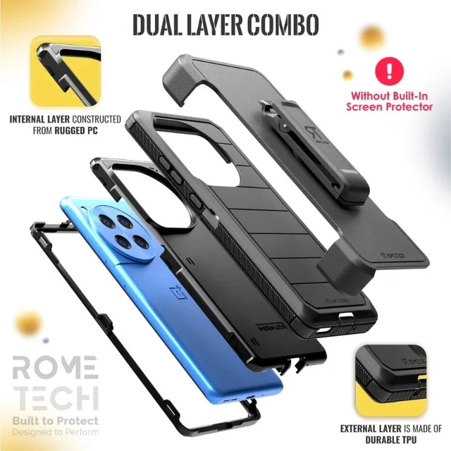 Alt view image 5 of 5 - Rome Tech OnePlus 12R Case with Belt Clip - Black (2 Pack)
