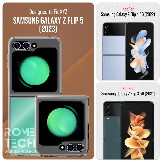 Alt view image 2 of 5 - Samsung Galaxy Z Flip5 Hybrid Shockproof Clear Slim Acrylic Case Cover Flexible Hinge Rib