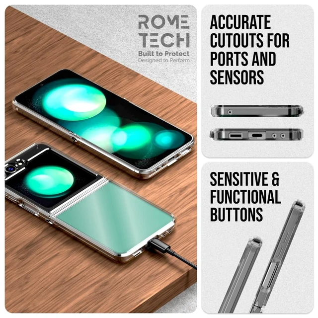 Alt view image 5 of 5 - Samsung Galaxy Z Flip5 Hybrid Shockproof Clear Slim Acrylic Case Cover Flexible Hinge Rib