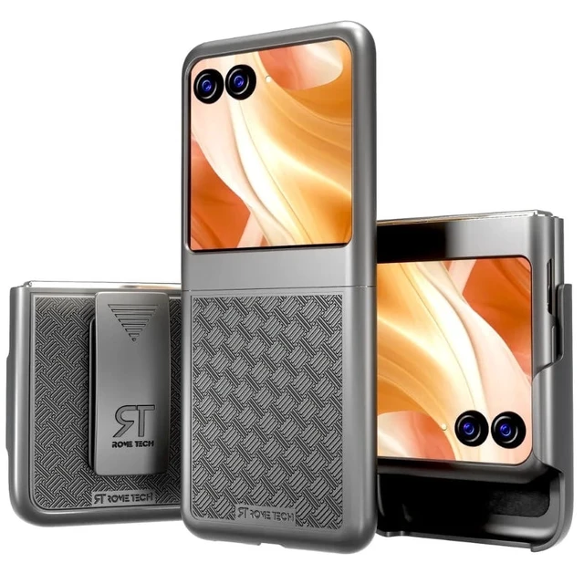 Alt view image 7 of 7 - Designed for Motorola Razr 50 / Razr (2024) Case with Belt Clip Holster - Kickstand Cover Phone Case - Black