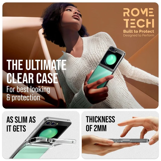 Alt view image 3 of 5 - Samsung Galaxy Z Flip5 Hybrid Shockproof Clear Slim Acrylic Case Cover Flexible Hinge Rib