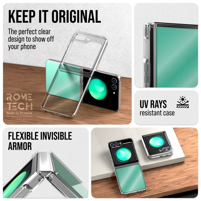 Alt view image 4 of 5 - Samsung Galaxy Z Flip5 Hybrid Shockproof Clear Slim Acrylic Case Cover Flexible Hinge Rib