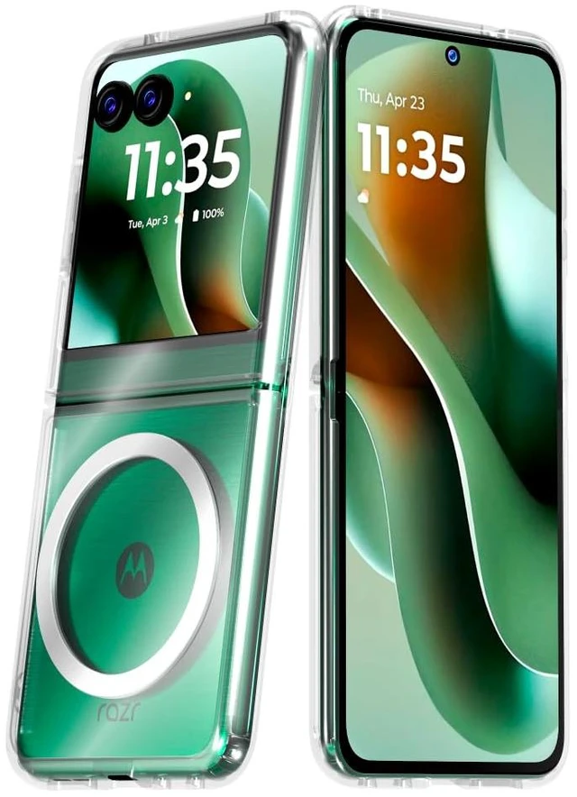 Main image of Motorola Razr 60 (2025) Hybrid Shockproof Clear Slim Acrylic Case Cover Flexible Hinge Rib with MagSafe