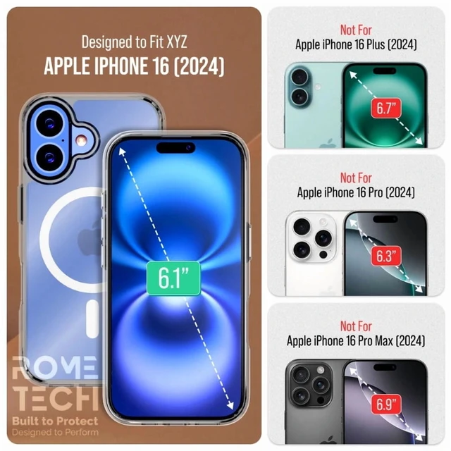 Alt view image 4 of 5 - Rome Tech Hybrid Case 2-Pack For iPhone 16 - Clear, Clear / Black