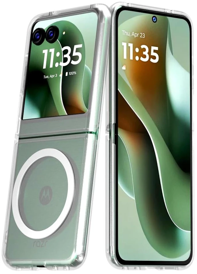 Main image of Motorola Razr 60 (2025) Hybrid Shockproof Clear Slim Acrylic Case Cover Flexible Hinge Rib with MagSafe