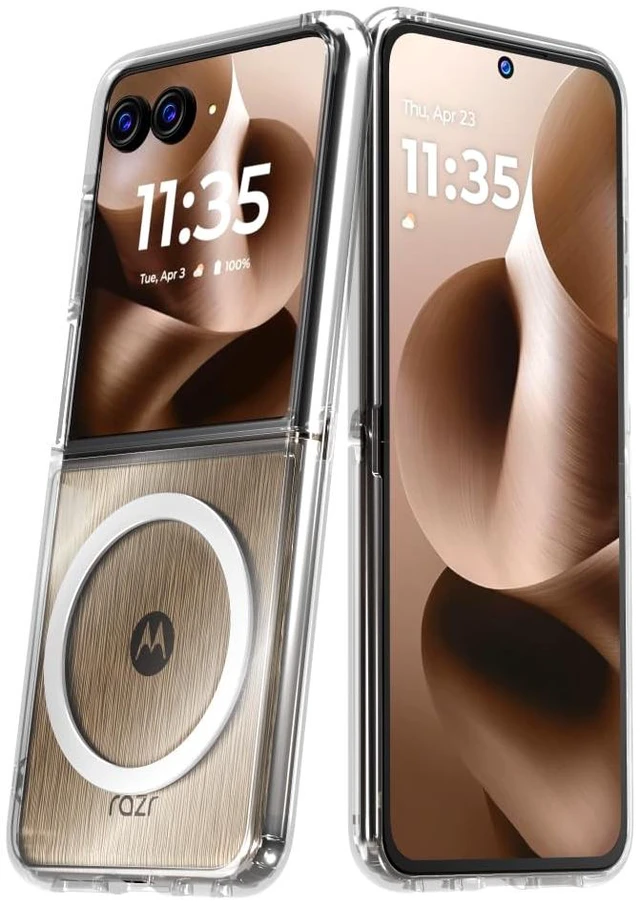 Main image of Motorola Razr 60 Plus (2025) Hybrid Shockproof Clear Slim Acrylic Case Cover Flexible Hinge Rib with MagSafe