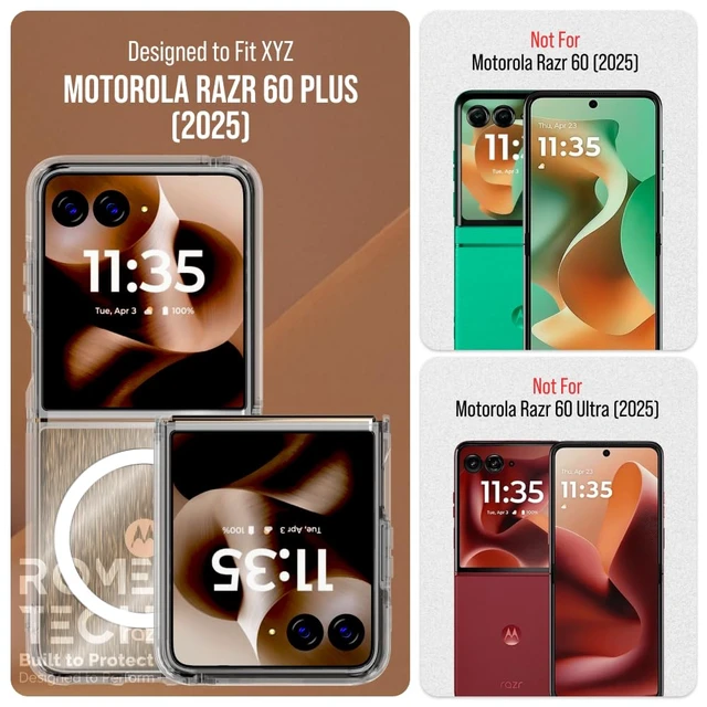 Alt view image 2 of 6 - Motorola Razr 60 Plus (2025) Hybrid Shockproof Clear Slim Acrylic Case Cover Flexible Hinge Rib with MagSafe