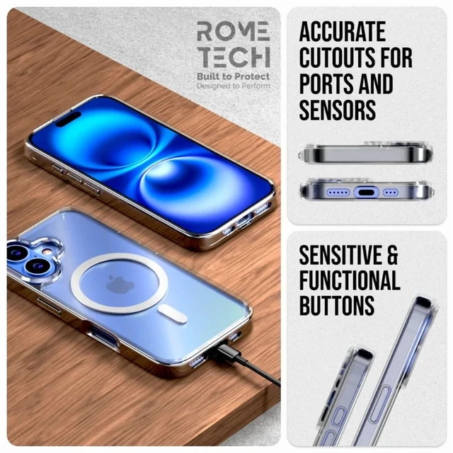 Alt view image 2 of 5 - Rome Tech Hybrid Case 2-Pack For iPhone 16 Plus - Clear, Clear / Black