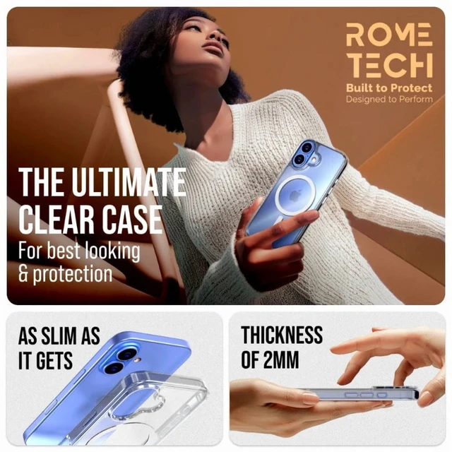 Alt view image 4 of 5 - Rome Tech Hybrid Case 2-Pack For iPhone 16 Plus - Clear, Clear / Black