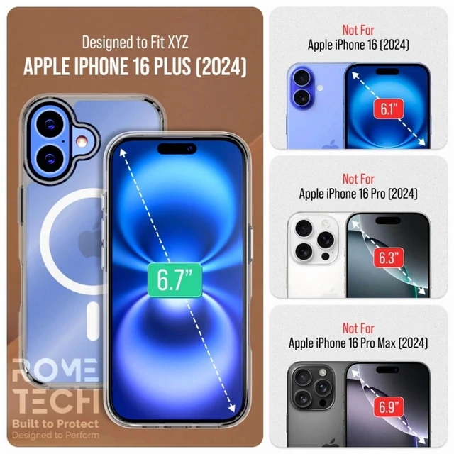 Alt view image 3 of 5 - Rome Tech Hybrid Case 2-Pack For iPhone 16 Plus - Clear, Clear / Black